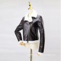 Ladies Lapel Faux Leather Jacket